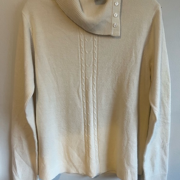 Vintage Mockneck Turtleneck Sweater Cream Acrylic Cashmere Like Cowl Size 12/14 - Picture 3 of 8